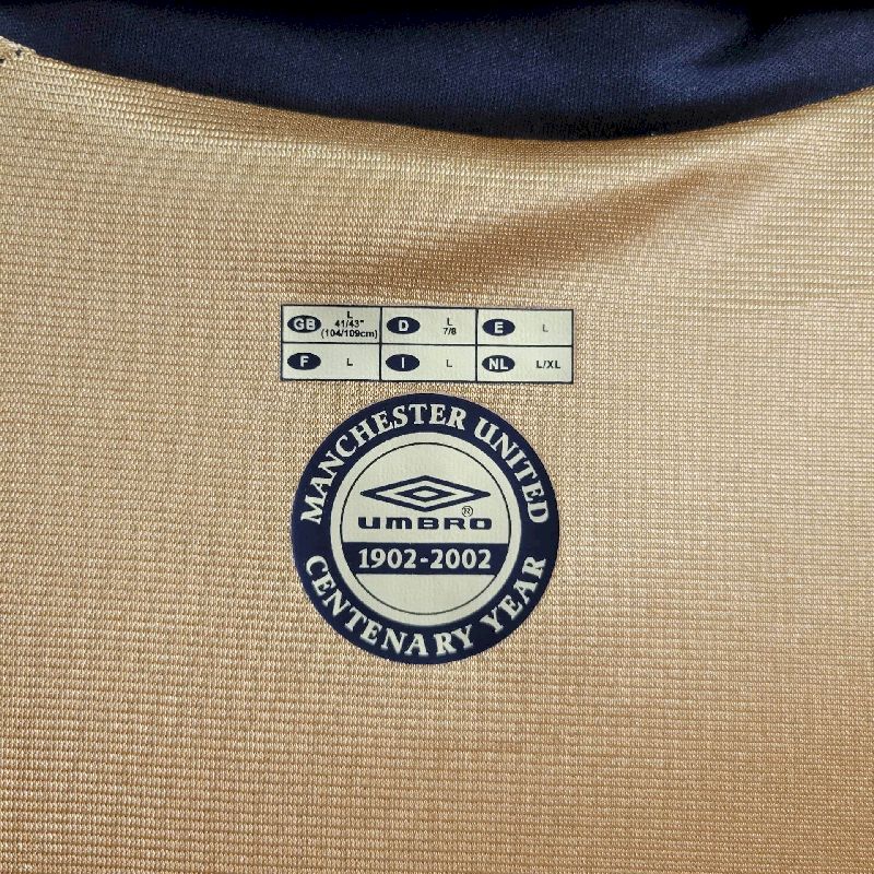 Manchester United Aniversario de 100 Anos 2002 X Camisa com 2 Lados 2° e 3° Uniforme