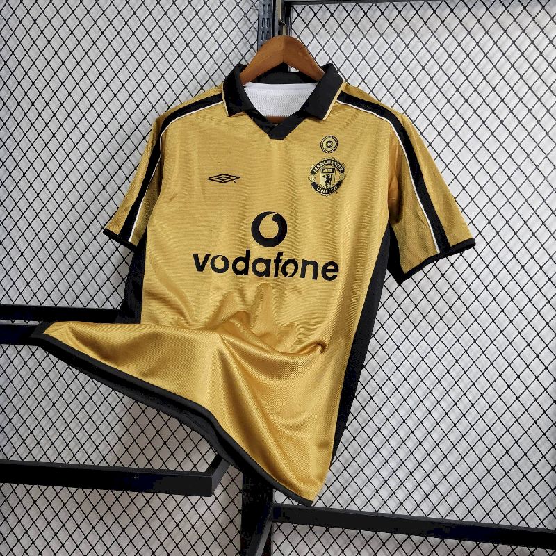 Manchester United Aniversario de 100 Anos 2002 X Camisa com 2 Lados 2° e 3° Uniforme