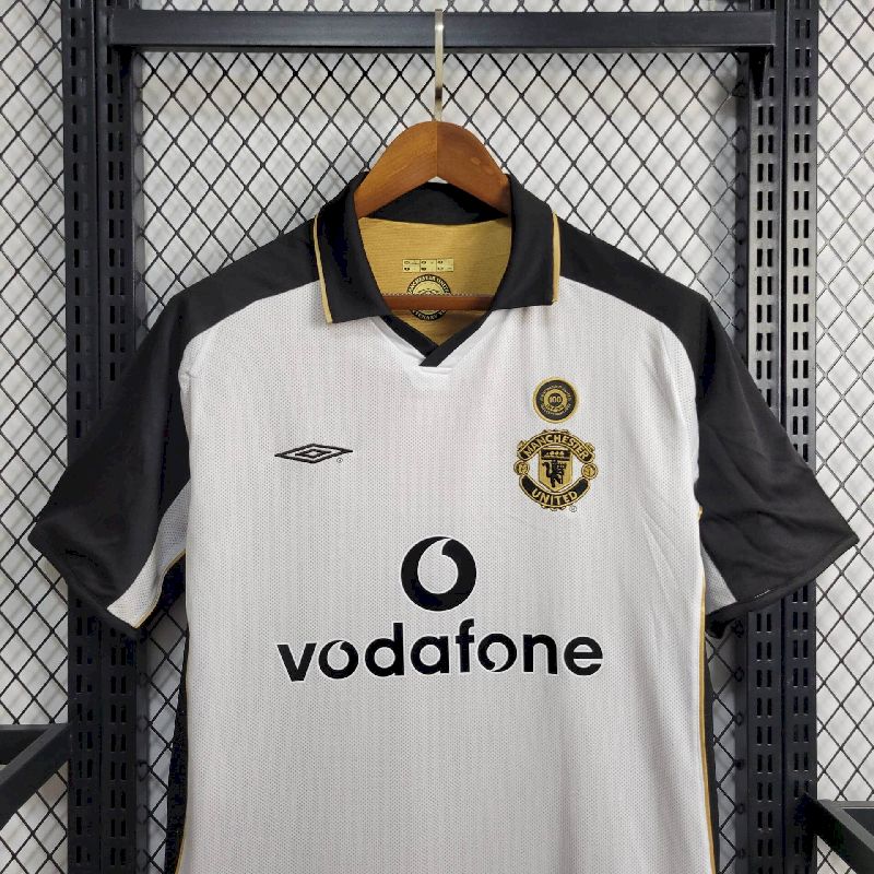 Manchester United Aniversario de 100 Anos 2002 X Camisa com 2 Lados 2° e 3° Uniforme