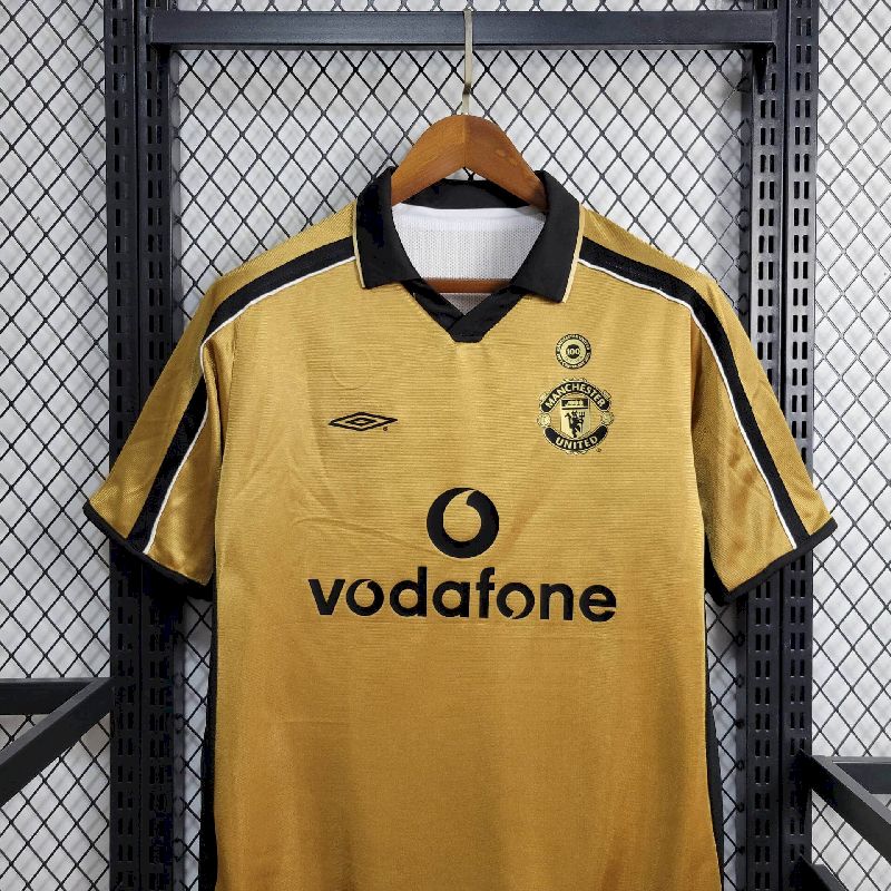 Manchester United Aniversario de 100 Anos 2002 X Camisa com 2 Lados 2° e 3° Uniforme