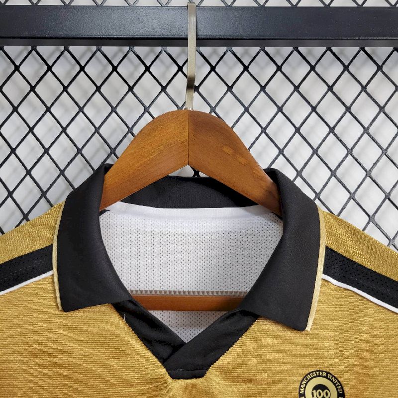 Manchester United Aniversario de 100 Anos 2002 X Camisa com 2 Lados 2° e 3° Uniforme