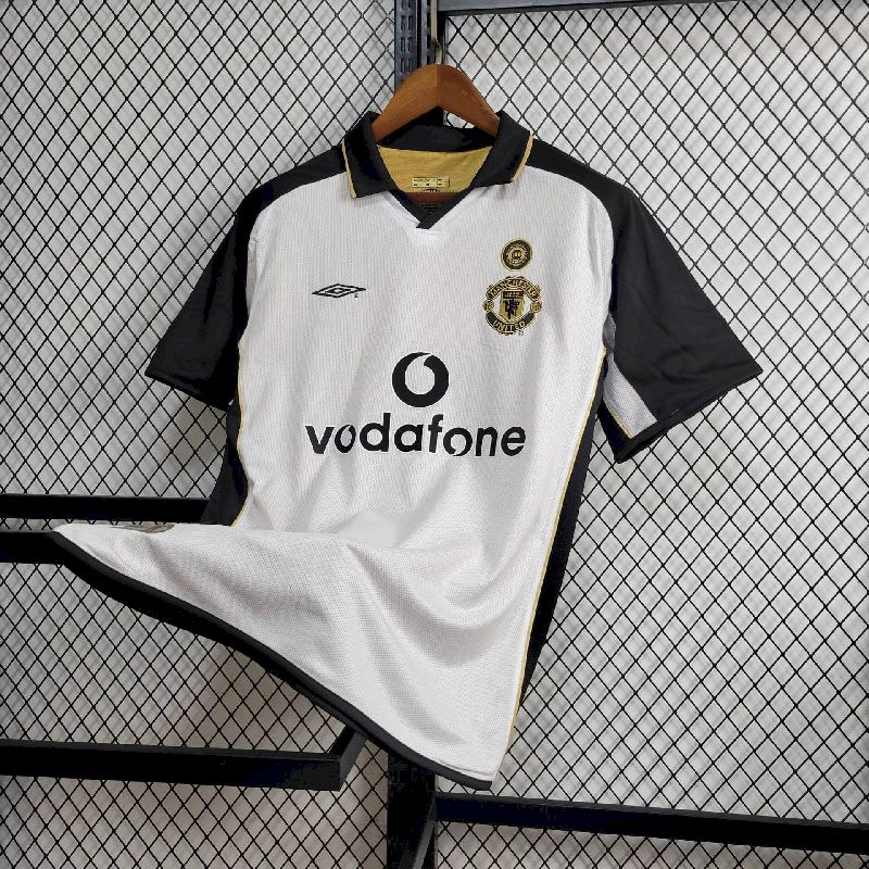 Manchester United Aniversario de 100 Anos 2002 X Camisa com 2 Lados 2° e 3° Uniforme